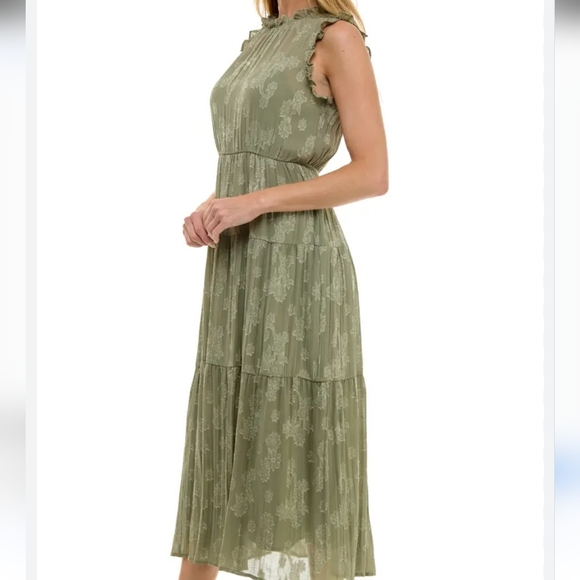 SOCIALITE NWT FLORAL JACQUARD TIERED SLEEVELESS DRESS SZ LARGE - Picture 4 of 15